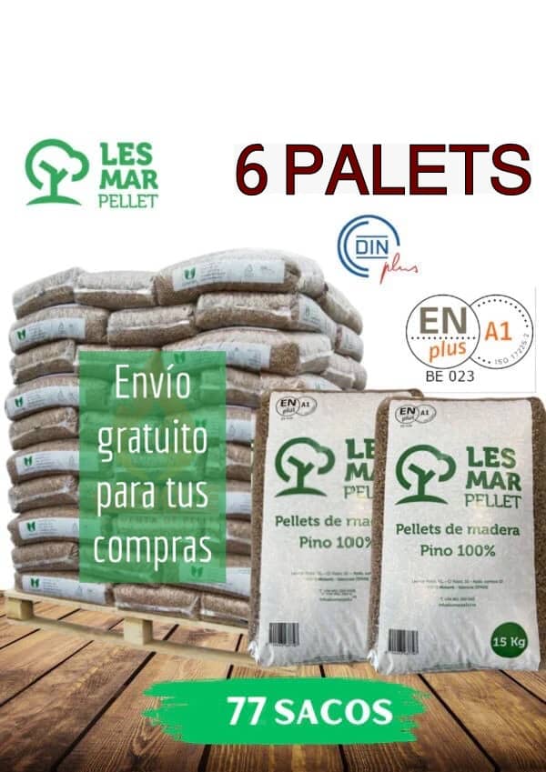 Lesmar Pellet-6-Palets de 462 sacos certificado Enplus de 15 kg