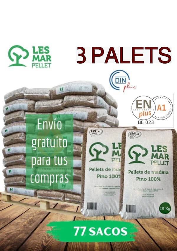 Lesmar Pellet-3-Palets de 231 sacos certificado Enplus de 15 kg